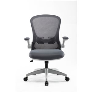 ZipDecor Grey Ergonomic Adjustable Height Swivel Task Chair with Lumbar Support