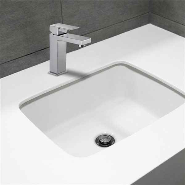 Robinet de lavabo monotrou chrome Augusta par Transform à 1 poignée avec drain et plaque de finition