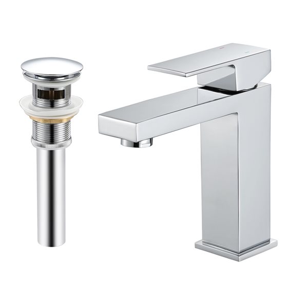 Robinet de lavabo monotrou chrome Augusta par Transform à 1 poignée avec drain et plaque de finition