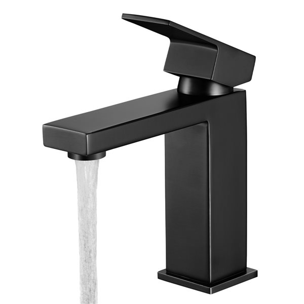 Transform Augusta Matte Black 1-Handle Single Hole Bathroom Sink Faucet with Drain and Deck Plate