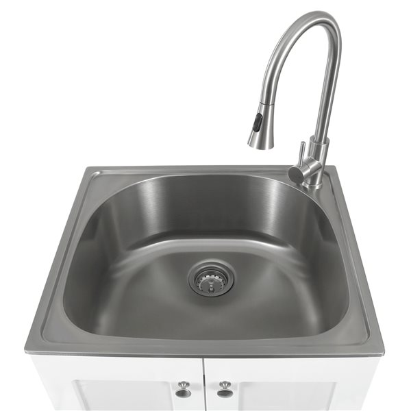 Presenza 22-in x 18-in Grey RTA Freestanding Steel Utility Sink with Drain  and Faucet