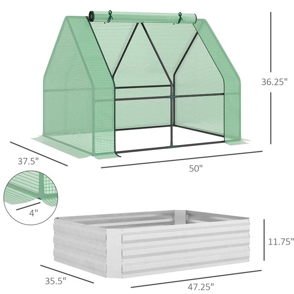 Outsunny 4.2-ft x 3.1-ft x 3-ft Raised Garden Bed