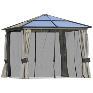 Abri de jardin gris anthracite de 9,8 pi x 9,8 pi par Outsunny avec rideaux