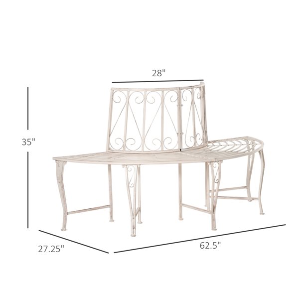 Outsunny 62.5-in x 35-in White Garden Bench