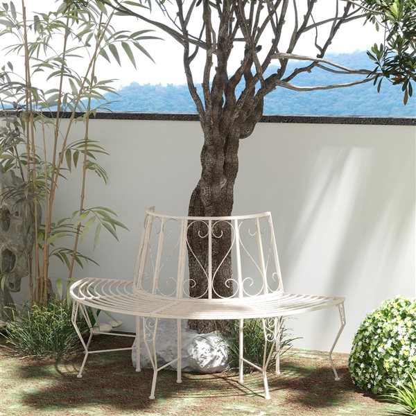 Outsunny 62.5-in x 35-in White Garden Bench