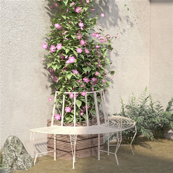 Outsunny 62.5-in x 35-in White Garden Bench