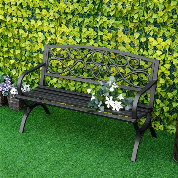Outsunny 50.5-in x 33.5-in Black Garden Bench