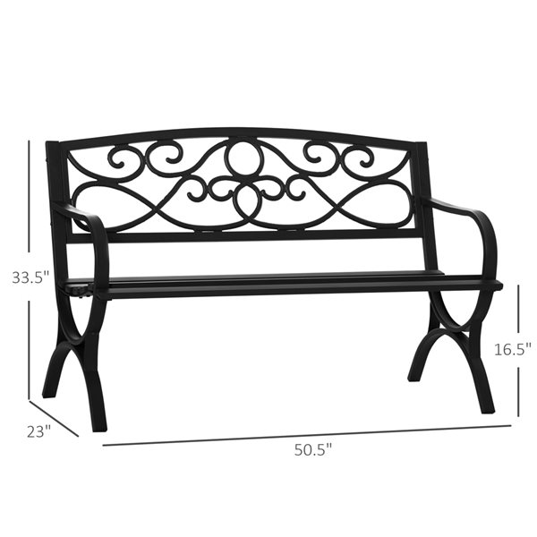 Outsunny 50.5-in x 33.5-in Black Garden Bench
