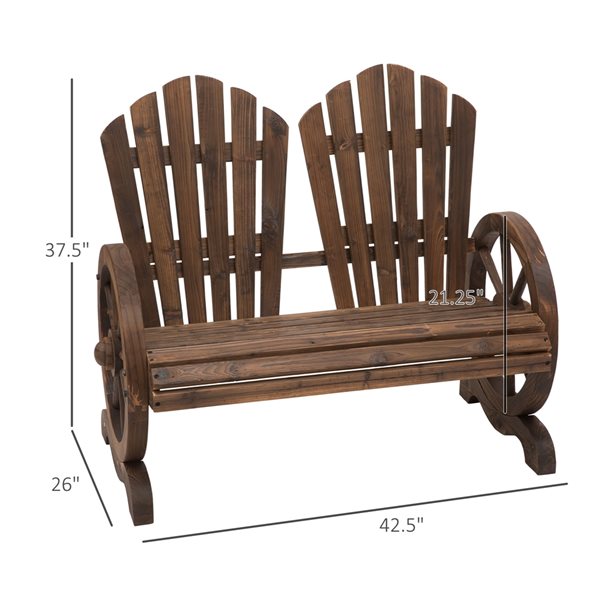 Outsunny 42.5-in x 37.5-in Carbonized Colour Garden Bench