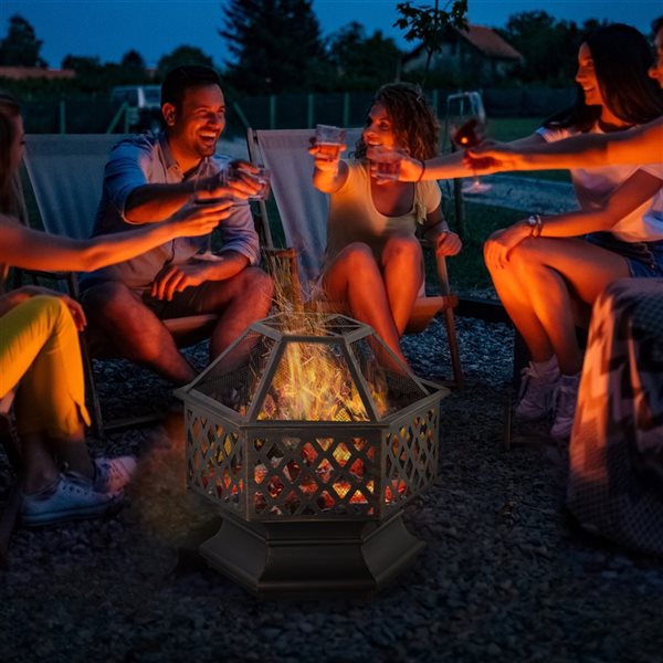 Outsunny 24.5-in Bronze Steel Wood-Burning Fire Pit