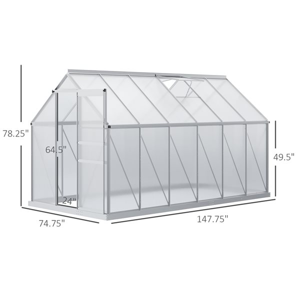 Outsunny 12.3-ft x 6.2-ft x 6.5-ft Outdoor Greenhouse