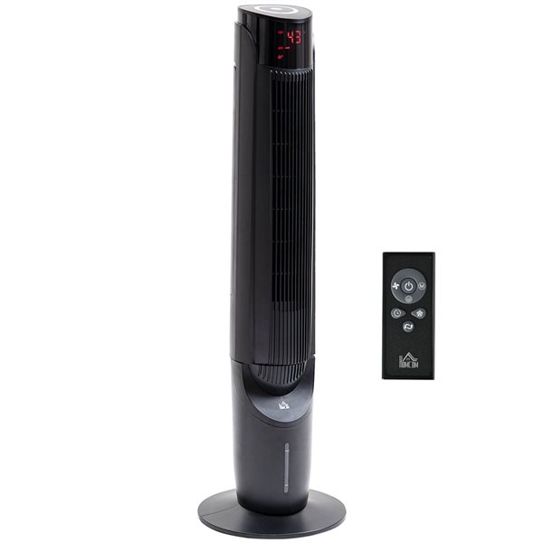Tour de ventilation d'intérieur noire HOMCOM 3 vitesses à oscillation de 12,5 po