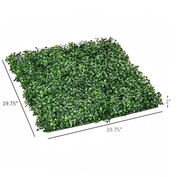 Panneaux de buis artificiels verts de 19,75 po x 19,75 po par Outsunny, 12 pièces