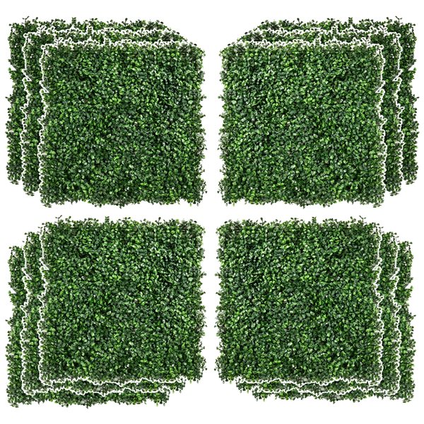 Panneaux de buis artificiels verts de 19,75 po x 19,75 po par Outsunny, 12 pièces