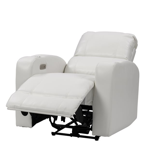 CorLiving Ophelia White Faux Leather Quiet Motor Power Wall Hugger Recliner