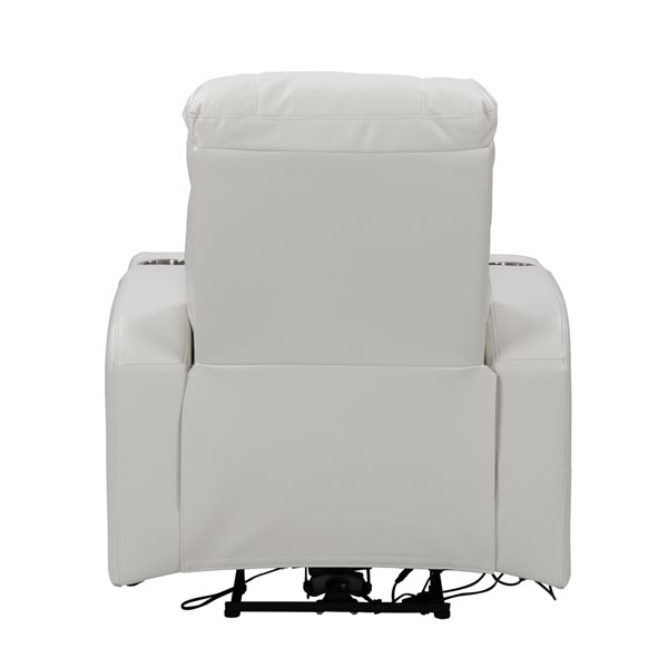 CorLiving Ophelia White Faux Leather Quiet Motor Power Wall Hugger Recliner