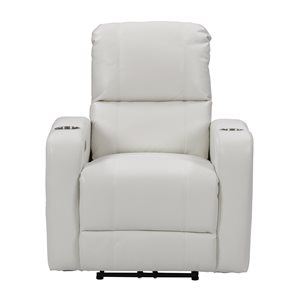 CorLiving Oren White Faux Leather Powered Reclining Recliner