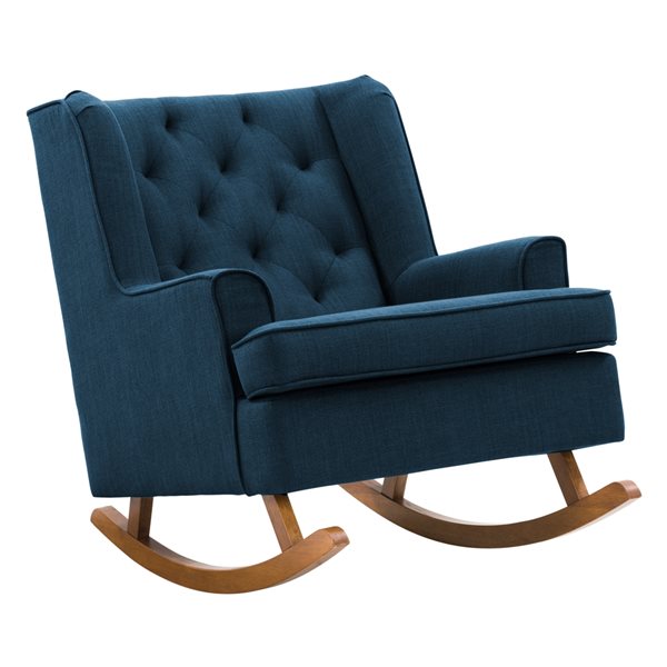 Image of Corliving | Boston Navy Blue Tufted Fabric Rocking Chair | Rona