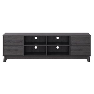 CorLiving Hollywood Dark Grey Wood Grain TV Stand with Drawers for TVs up to 85-in