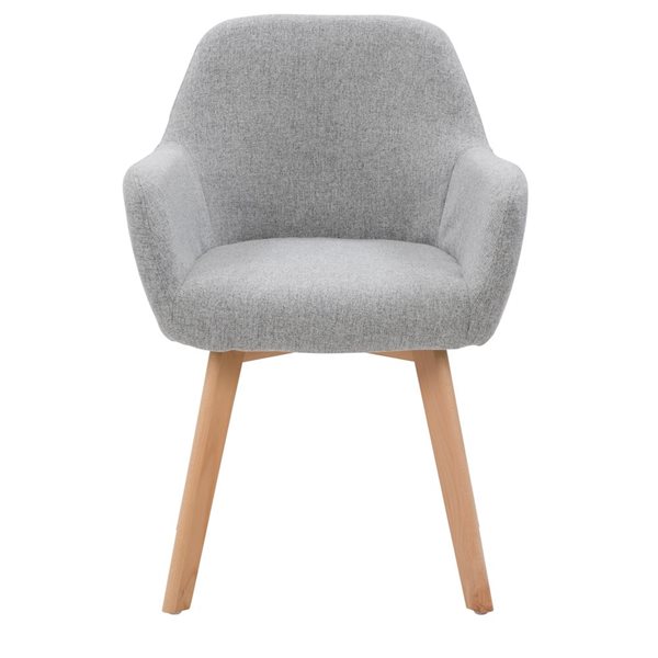 CorLiving Aaliyah Side Chair with Flared Wooden Legs (Set of 2) - Light Grey