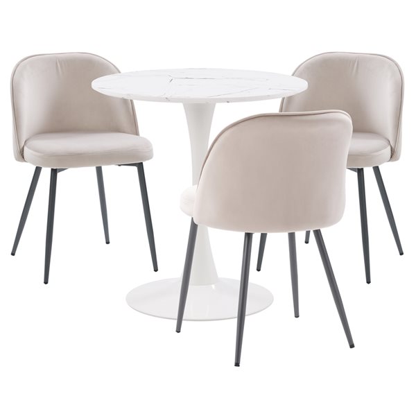 Ensemble de salle à manger Ivo 4 pièces à piédestal avec chaises gris/beige par CorLiving