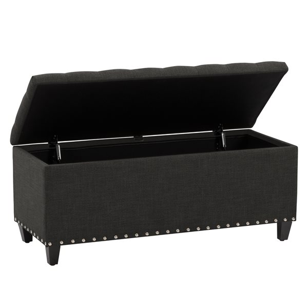 CorLiving Boston Dark Grey Tufted Fabric Storage Ottoman