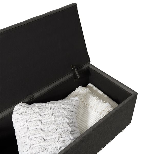 CorLiving Boston Dark Grey Tufted Fabric Storage Ottoman