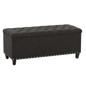 CorLiving Boston Dark Grey Tufted Fabric Storage Ottoman