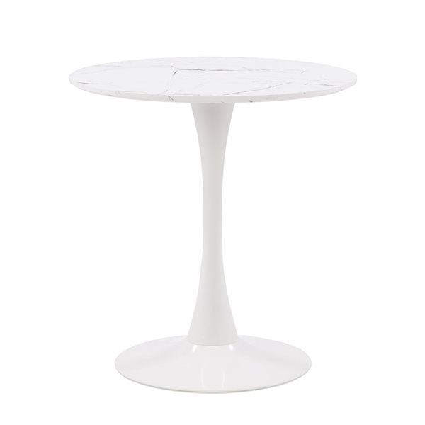 CorLiving Bistro Dining Set with Black Chairs and White Pedestal Table - 3 Piece