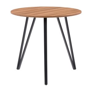 Table de salle à manger Ezra de CorLiving avec pieds en fer noir et plateau en grain de bois brun de 31,5 po