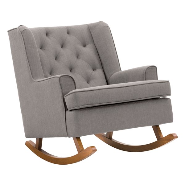 Image of Corliving | Boston Light Grey Tufted Fabric Rocking Chair | Rona