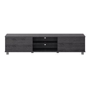 CorLiving Hollywood Dark Grey Wood Grain TV Stand with Doors for TVs up to 85-in