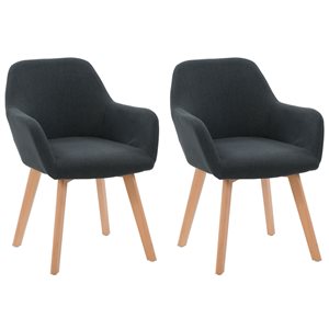 CorLiving Aaliyah Side Chair with Flared Wooden Legs (Set of 2) - Dark Grey