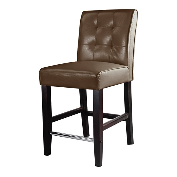 CorLiving Antonio PU Tufted Counter Height Barstool - Dark Brown
