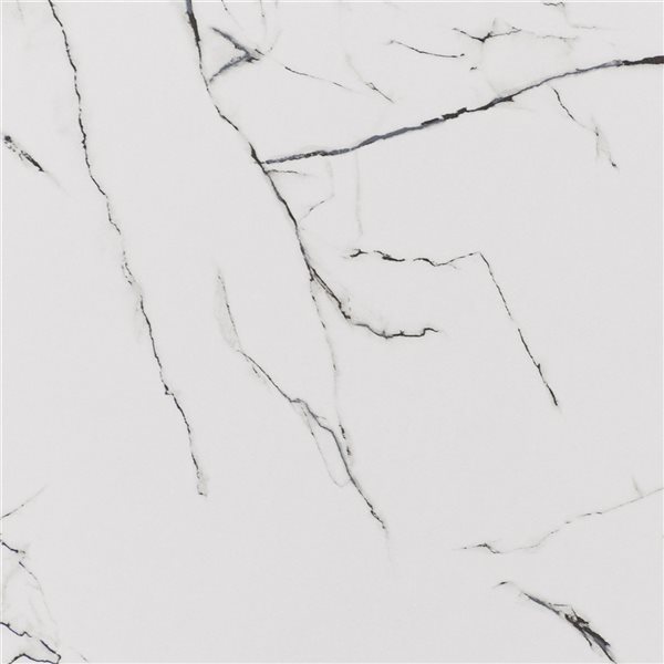 CorLiving Arlo White Marbled 2 Tiered End Table with Metal Frame - 17-in x 15-in