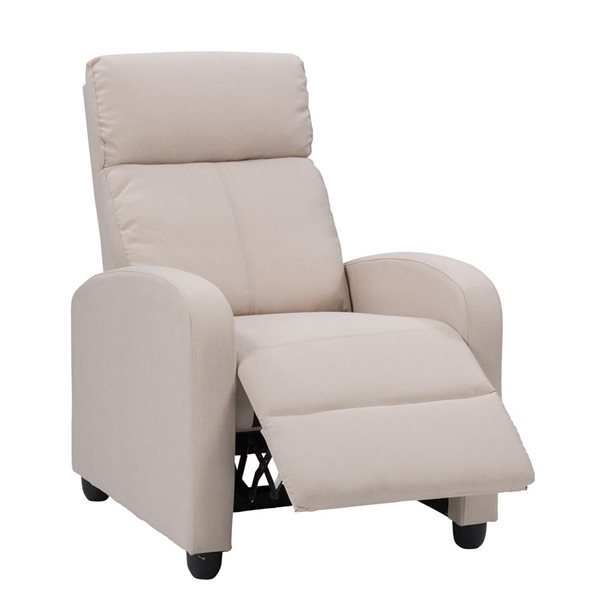 CorLiving Ophelia Upholstered Manual Push Back Recliner in Beige Fabric