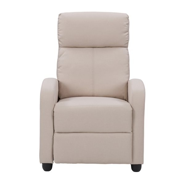 CorLiving Ophelia Upholstered Manual Push Back Recliner in Beige Fabric