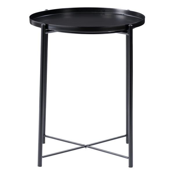 CorLiving Alana Black Metal End Table with Removable Tray 20in H x