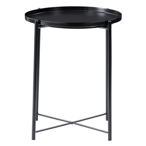 CorLiving Alana Black Metal End Table with Removable Tray - 20-in H x 18-in W