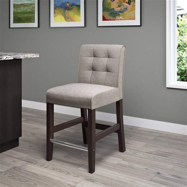 CorLiving Antonio Brown Fabric Tufted Counter Height Barstool