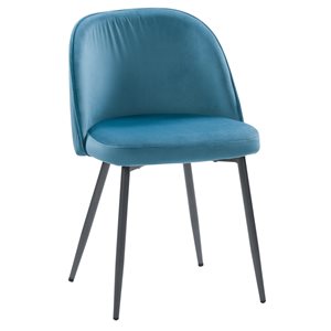 CorLiving Velvet Side Chair with Flared Metal Legs (Sold Individually) - Blue