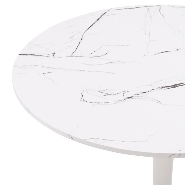 Table de bistrot en métal avec dessus en marbre blanc Ivo de CorLiving, 27,5 po