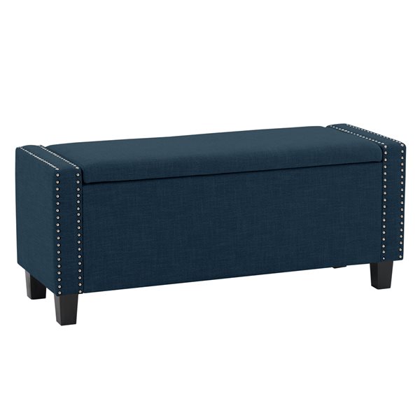 CorLiving Boston Navy Blue Storage Fabric Ottoman