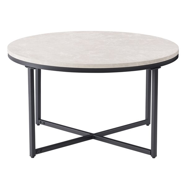 CorLiving Grey Marbled Effect Composite Coffee Table with Metal Legs - 31-in