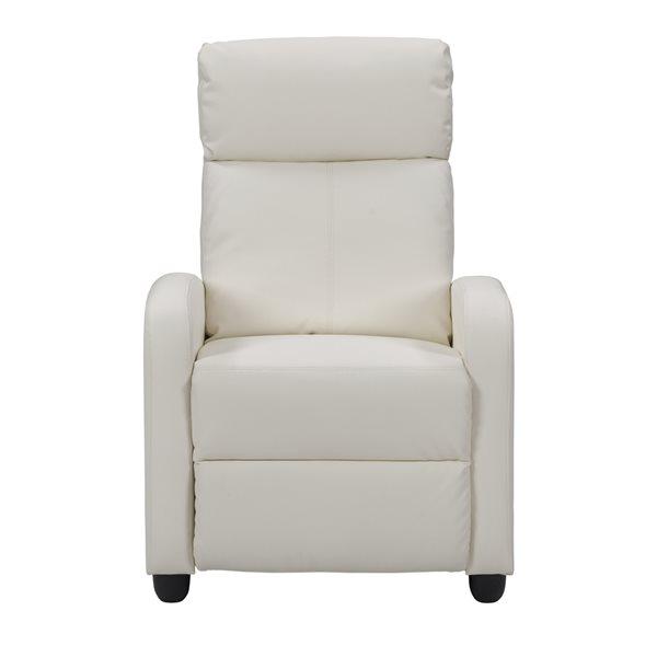 CorLiving Ophelia White Premium Faux Leather Push Back Manual Recliner