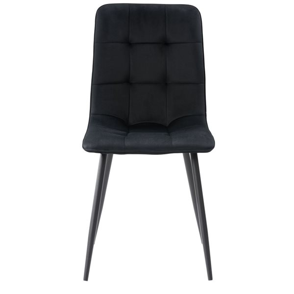 Chaise d'appoint rembourrée en velours Nash de CorLiving avec pattes noires (ensemble de 2) - Noir