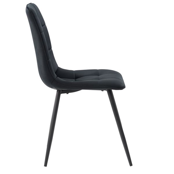 Chaise d'appoint rembourrée en velours Nash de CorLiving avec pattes noires (ensemble de 2) - Noir