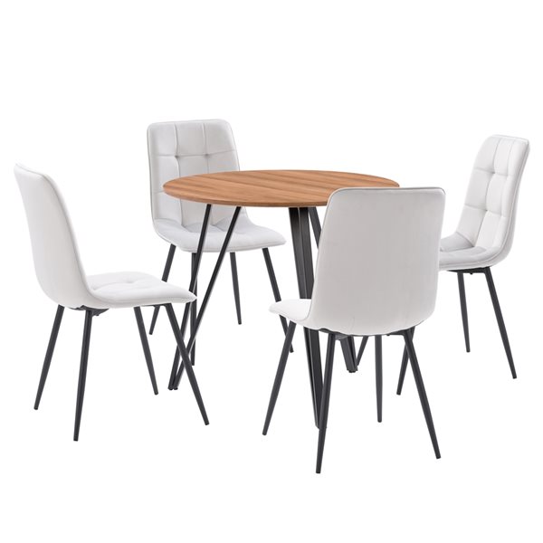 CorLiving Iron Leg Dining Set with Grey Chairs & Wood Grain Table 5 Piece DDW304Z2 RONA