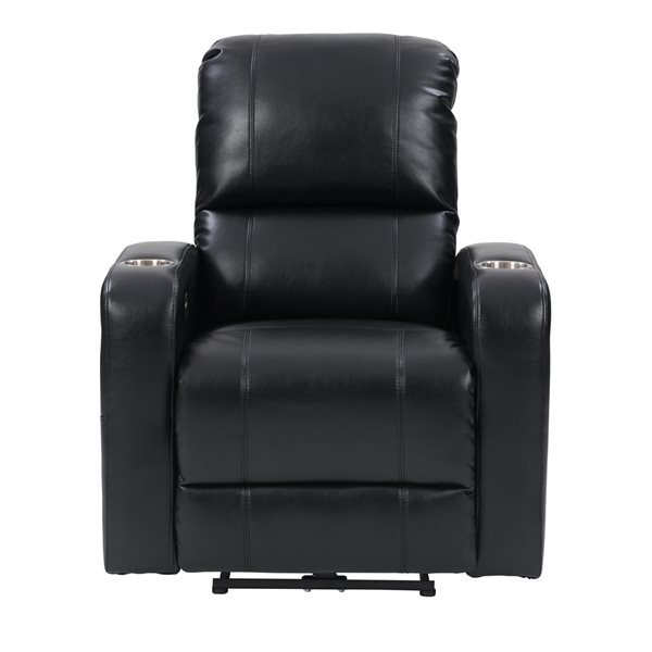 CorLiving Ophelia Black Faux Leather Quiet Motor Power Wall Hugger Recliner