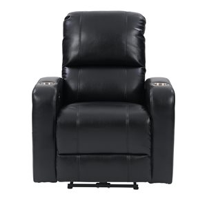 CorLiving Oren Black Faux Leather Powered Reclining Recliner